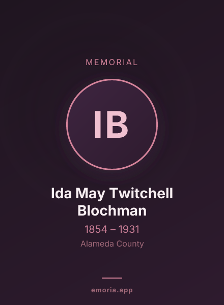 Memorial portrait of Ida May Twitchell Blochman