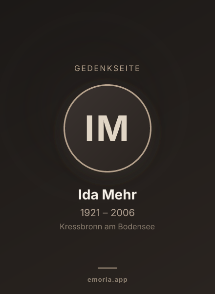 Gedenkportrait von Ida Mehr