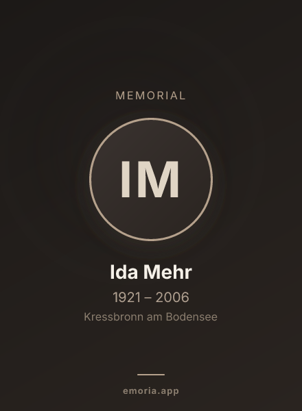 Memorial portrait of Ida Mehr