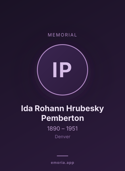 Memorial portrait of Ida Rohann Hrubesky Pemberton