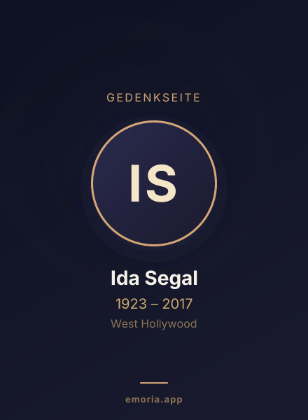 Gedenkportrait von Ida Segal