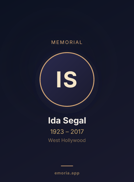 Memorial portrait of Ida Segal