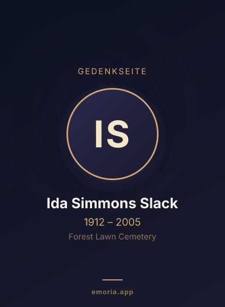 Gedenkportrait von Ida Simmons Slack