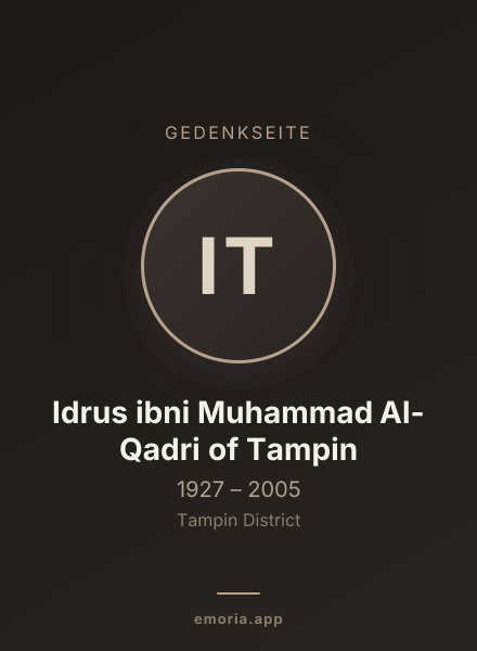 Gedenkportrait von Idrus ibni Muhammad Al-Qadri of Tampin