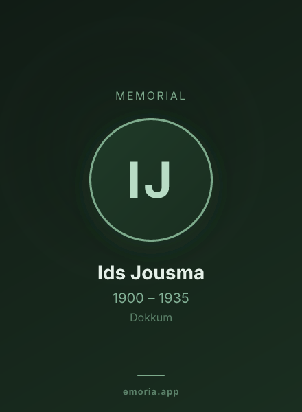 Memorial portrait of Ids Jousma