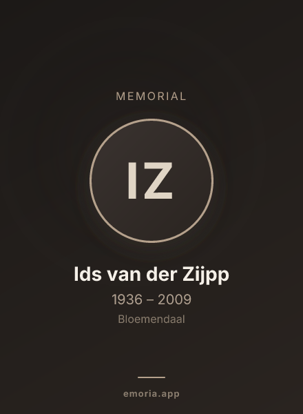 Memorial portrait of Ids van der Zijpp
