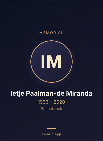 Memorial portrait of Ietje Paalman-de Miranda
