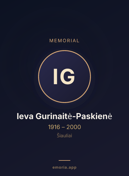 Memorial portrait of Ieva Gurinaitė-Paskienė