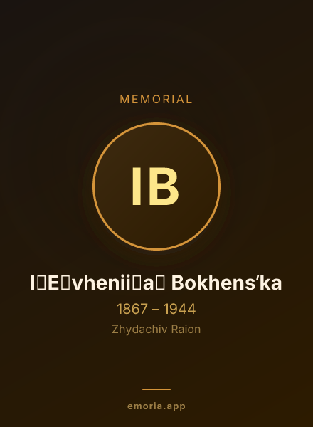 Memorial portrait of I︠E︡vhenii︠a︡ Bokhensʹka
