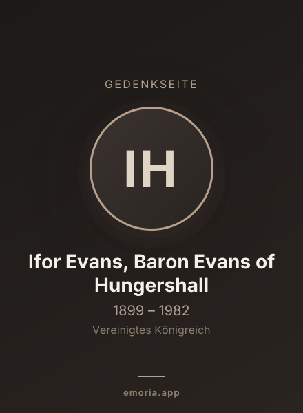 Gedenkportrait von Ifor Evans, Baron Evans of Hungershall