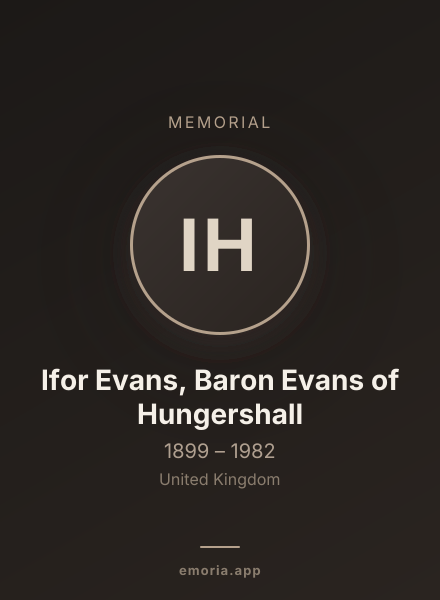 Memorial portrait of Ifor Evans, Baron Evans of Hungershall