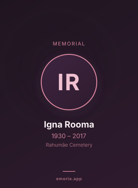 Memorial portrait of Igna Rooma