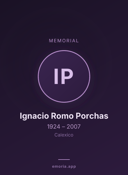 Memorial portrait of Ignacio Romo Porchas