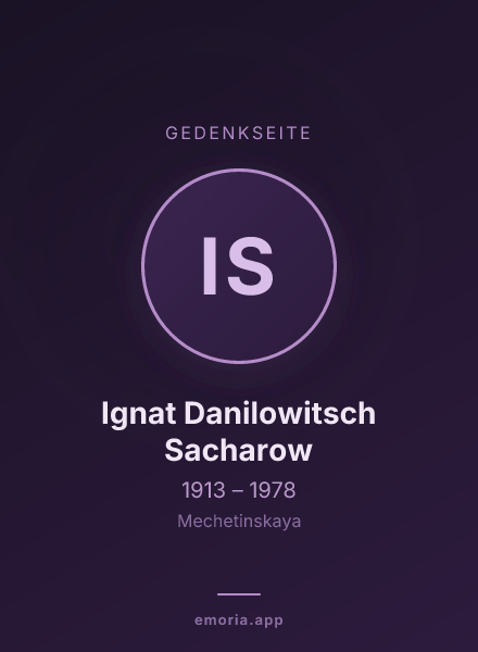 Gedenkportrait von Ignat Danilowitsch Sacharow