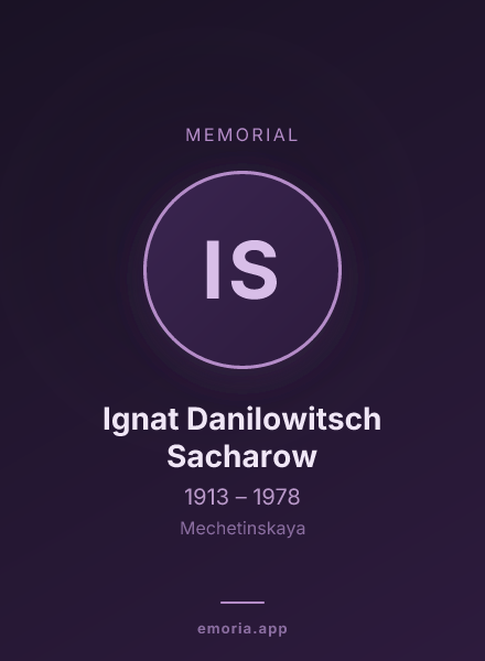 Memorial portrait of Ignat Danilowitsch Sacharow