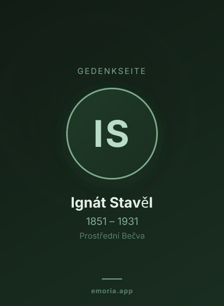 Gedenkportrait von Ignát Stavěl
