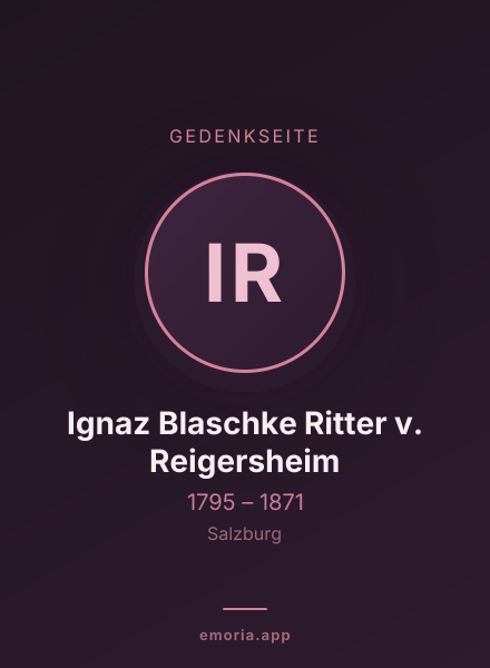 Gedenkportrait von Ignaz Blaschke Ritter v. Reigersheim