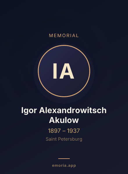Memorial portrait of Igor Alexandrowitsch Akulow