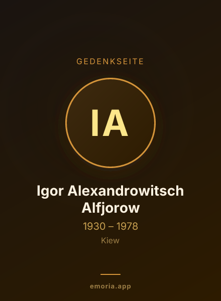 Gedenkportrait von Igor Alexandrowitsch Alfjorow