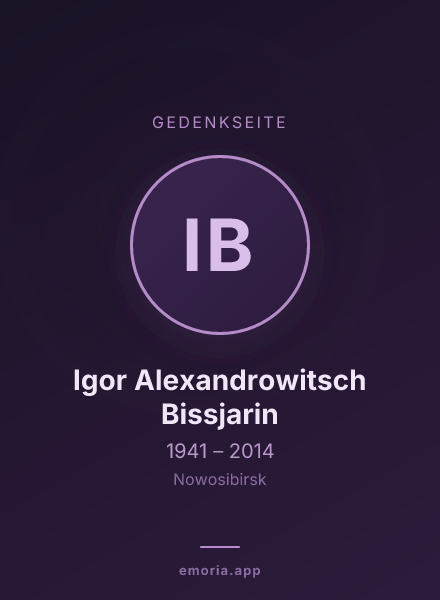 Gedenkportrait von Igor Alexandrowitsch Bissjarin