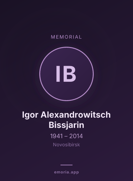 Memorial portrait of Igor Alexandrowitsch Bissjarin