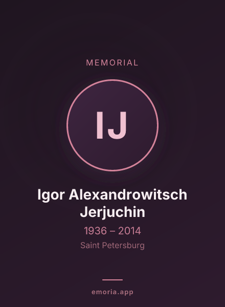 Memorial portrait of Igor Alexandrowitsch Jerjuchin