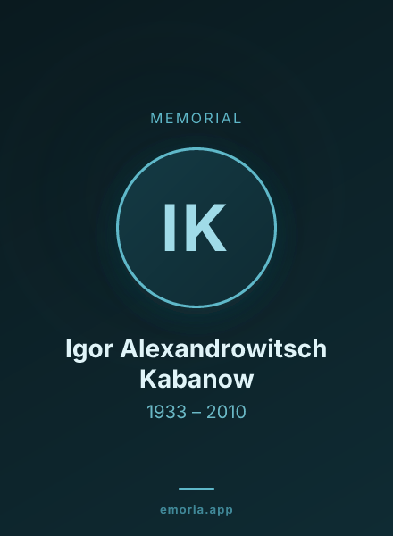 Memorial portrait of Igor Alexandrowitsch Kabanow