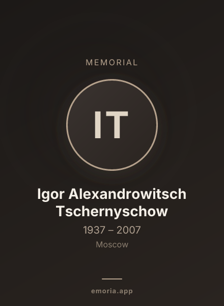 Memorial portrait of Igor Alexandrowitsch Tschernyschow