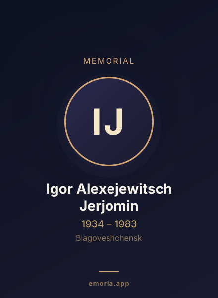 Memorial portrait of Igor Alexejewitsch Jerjomin
