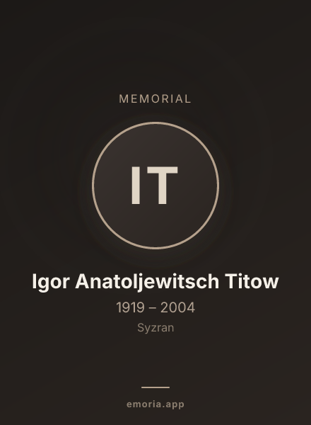 Memorial portrait of Igor Anatoljewitsch Titow