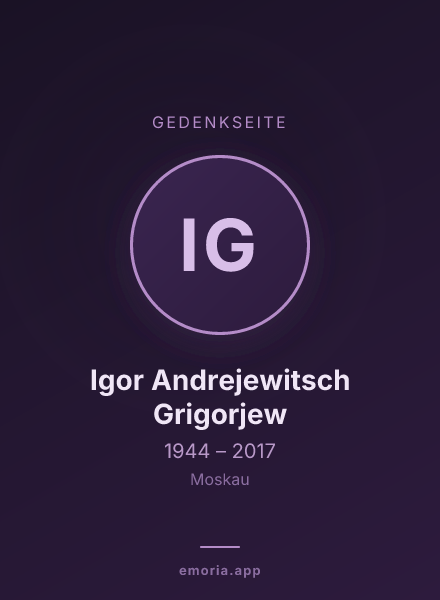 Gedenkportrait von Igor Andrejewitsch Grigorjew
