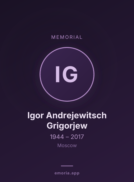 Memorial portrait of Igor Andrejewitsch Grigorjew