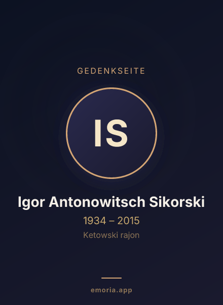 Gedenkportrait von Igor Antonowitsch Sikorski