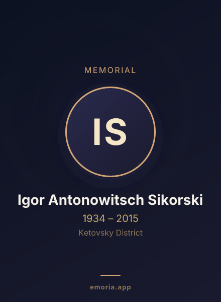Memorial portrait of Igor Antonowitsch Sikorski