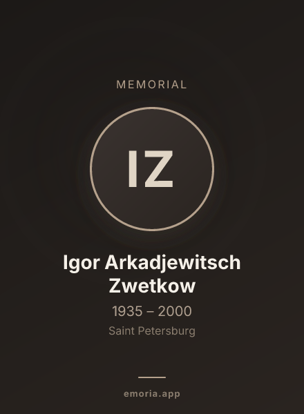 Memorial portrait of Igor Arkadjewitsch Zwetkow