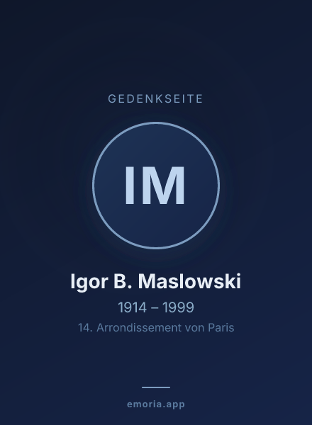 Gedenkportrait von Igor B. Maslowski