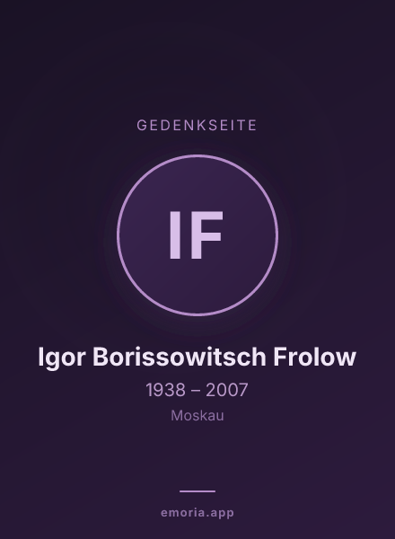 Gedenkportrait von Igor Borissowitsch Frolow