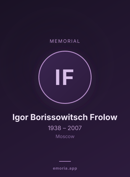 Memorial portrait of Igor Borissowitsch Frolow