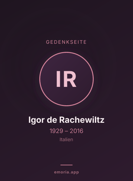 Gedenkportrait von Igor de Rachewiltz