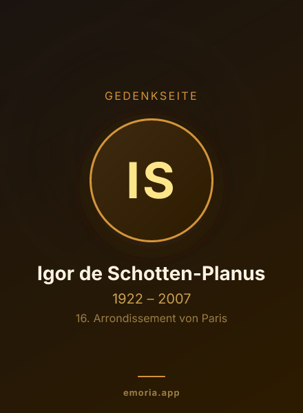 Gedenkportrait von Igor de Schotten-Planus