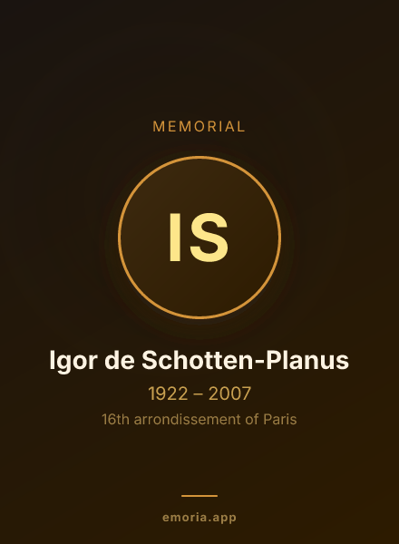 Memorial portrait of Igor de Schotten-Planus