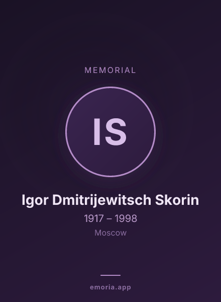 Memorial portrait of Igor Dmitrijewitsch Skorin