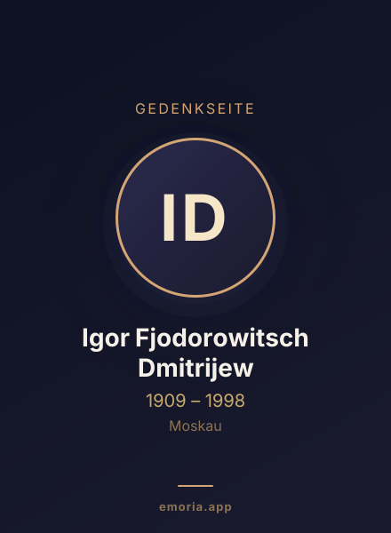 Gedenkportrait von Igor Fjodorowitsch Dmitrijew