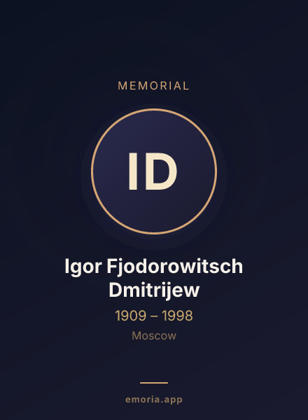 Memorial portrait of Igor Fjodorowitsch Dmitrijew