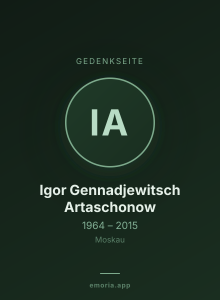 Gedenkportrait von Igor Gennadjewitsch Artaschonow