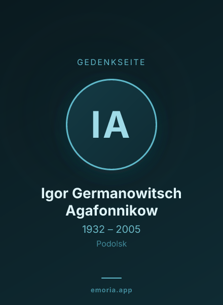 Gedenkportrait von Igor Germanowitsch Agafonnikow