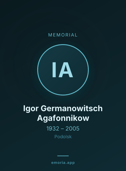 Memorial portrait of Igor Germanowitsch Agafonnikow