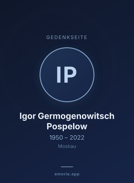 Gedenkportrait von Igor Germogenowitsch Pospelow