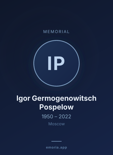 Memorial portrait of Igor Germogenowitsch Pospelow