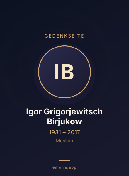 Gedenkportrait von Igor Grigorjewitsch Birjukow